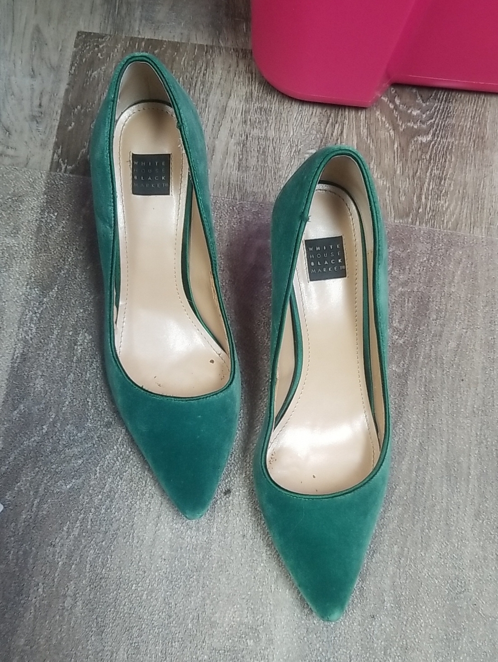 White House Black Market Teal Velvet Pointed-Toe Pumps
